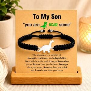 Adjustable Dinosaur Woven Wristband Bracelet To My Son